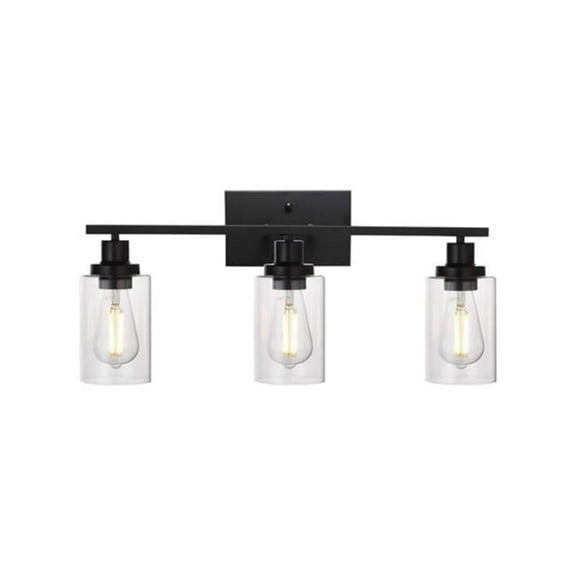 3 Light Wall Sconce Lighting with Clear Glass Shade Bathroom Vanity Lamp Fixture Modern Mounted Light for Porch Mirror Living Room Bedroom Hallway - Black