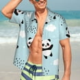 thumbnail image 7 of Gukieu Cute Panda Bear Print Men's Short-sleeved Shirts, Button-down Lapel Hawaiian Shirts, T-shirts, Beach Vacation Summer Casual Wear,XX-Large, 7 of 7