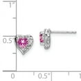 thumbnail image 2 of Primal Gold 14 Karat White Gold Created Pink Sapphire and Diamond Earrings, 2 of 4