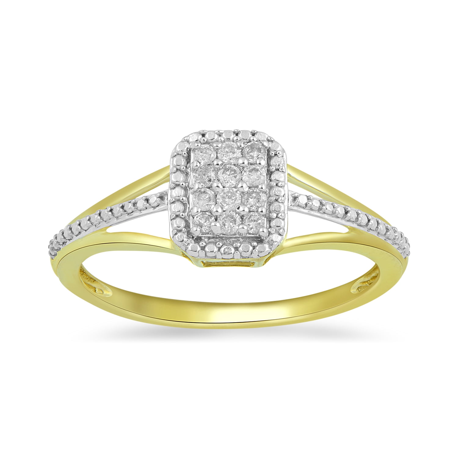 Brilliance Fine Jewelry Diamond Elongated Ring, Yellow Gold, 1/10 Carat