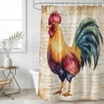 thumbnail image 4 of Farmhouse Rooster Bathroom Shower Curtains with 12 Hooks Polyester Waterproof Shower Curtain for Stalls and Bathtubs Vintage Rustic Animal Prints Decorative Bathroom Privacy Curtain 36x78 Inches, 4 of 9