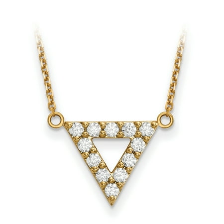 Diamond Triangle Necklace - 14ky AA Quality Diamond 3mm Triangle Necklace