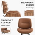 thumbnail image 5 of MYFUNT Bar Stools Set of 2, Mid-Century Modern 26" Counter Height Barstools with Walnut Back & Footrest, Upholstered PU Leather Bar Chairs Island Stools for Kitchen Counter, Brown, 5 of 7