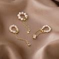 thumbnail image 4 of Pendientes con clip para la oreja con borlas de perlas de agua dulce y diseño de estilo, con temperamento de hada, uso versátil, 4 of 6