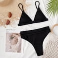 thumbnail image 2 of Hotian Women High Waisted Triangle Bikini Set Ribbed Cami Swimsuits Black S, 2 of 5