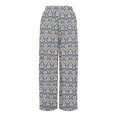 thumbnail image 4 of WTOBBY Women's Printed Wide Leg Casual Pants with Floral Design High Waist Drawstring Loose Fit and Side Pockets for Everyday Breathable Style ,Gray XL, 4 of 6