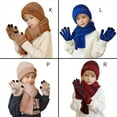 thumbnail image 6 of Hotiary 3 Pieces Kids Winter Beanies Hat Glove Scarf Set, Boys Girls Knitted Cap & Scarf & Mitten Outfits Toddler Baby Children Winter Soft Warm Accessories for 4-9 Years, 6 of 8