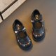 thumbnail image 1 of Zapatos de niña Otoño Zapatos pequeños de cuero con estampado floral Zapatos con lazo Zapatos de princesa de boca baja para rendimiento Primavera y otoño, 1 of 6