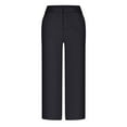 thumbnail image 4 of JSheng Women's Casual Suit Pants Trendy Women's Suit Pants Loose Comfortable Cropped Pants with Pocket Black M, 4 of 5