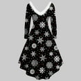 thumbnail image 5 of Homenesgenics Women Dress Long Sleeve Christmas Printed Furry V-Neck Draw Back Dress, 5 of 5