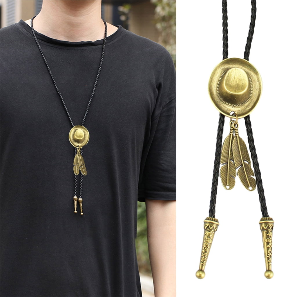送料関税込【King Ice】COWBOY HAT BOLO TIE NECKLACE☆国内発♪ AOOOWER Cowboy Hat Shoestring Necktie Bolo Tie Cowboy Punk