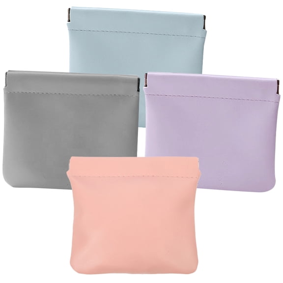 ETHZZLE 4-Pack Portable PU Cosmetic Bags with Self-Closing Design, Multi-Functional Makeup Pouches for Travel