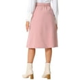 thumbnail image 3 of Falda A-Line de Cintura Alta de Mujer INSPIRE CHIC con Cinturón de Pana Midi para Otoño Invierno S Rosa, 3 of 5