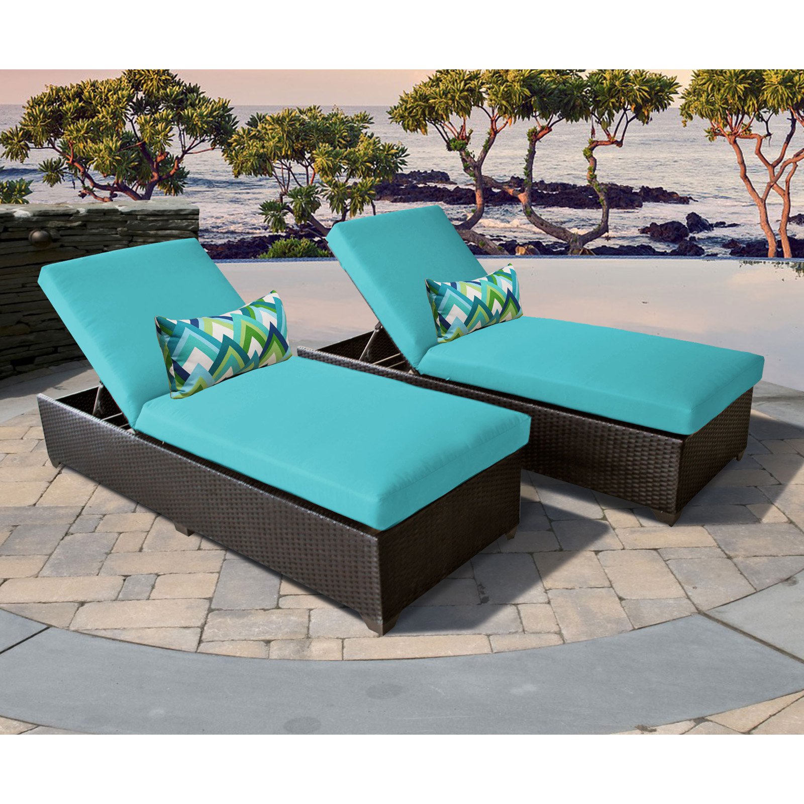 Belle Chaise Set of 2 Outdoor Wicker Patio Furniture-Color:Tangerine - image 3 of 11