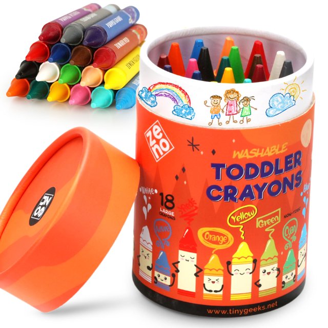 Crayones ZENO Jumbo de 18 colores, no tóxicos y lavables
