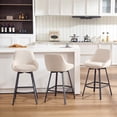 thumbnail image 6 of Zesthouse Swivel Bar Stools Set of 3, 25.6″ Upholstered Linen Counter Height Barstools with Backs, Modern Kitchen Chairs with Metal Legs, Beige, 6 of 11