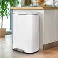 thumbnail image 4 of Arlopu Rectangular Step Trash Can with Lid, 13.2 gal & 1.3 gal Kitchen Garbage Can Combo, Stainless Steel, for Home Kitchen Bathroom, 4 of 9
