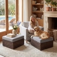 thumbnail image 4 of VENTOPYR Woven Water Hyacinth Square Ottoman Coffee Table with Dark Gray Fabric Cushion, 4 of 5