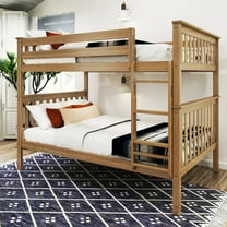 Plank Beam Solid Wood Classic Full over Full Bunk Bed Bed, Pecan