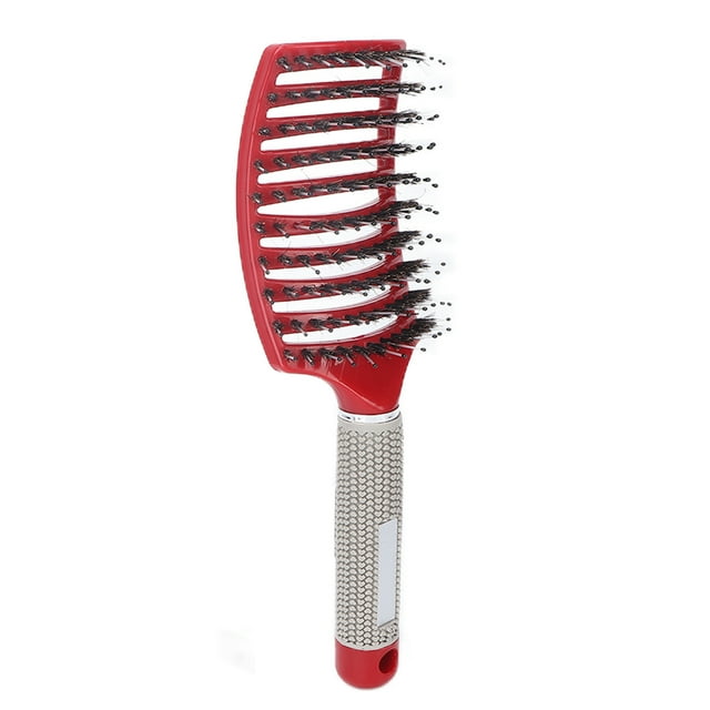 Brosse pour Cheveux Mouillés, Séchage Rapide Sans Effort, Réduit les Frisottis des Cheveux, Brosse Courbée Ventilée, Brosse Démêlante pour Cheveux Mouillés, Secs, Bouclés, Épais, Raides, Rouge