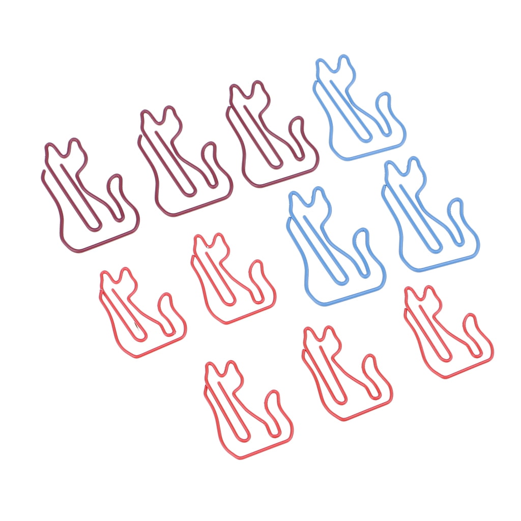10pcs Colored Cat Shaped Metal Paper Clips Kawaii Bookmark Stationery Office 