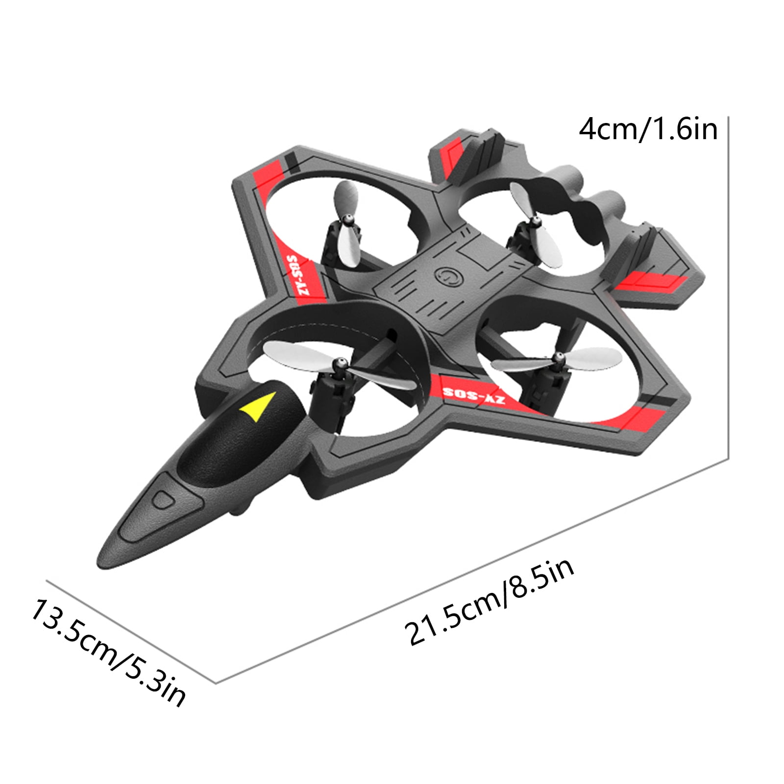 Remote Control Airplane, VTOL RC Plane with 360° Stunts & LED Lights, 2.4G 4-Channel Fighter Jet Drone with Altitude Hold & Easy One-Key Operation for Beginners