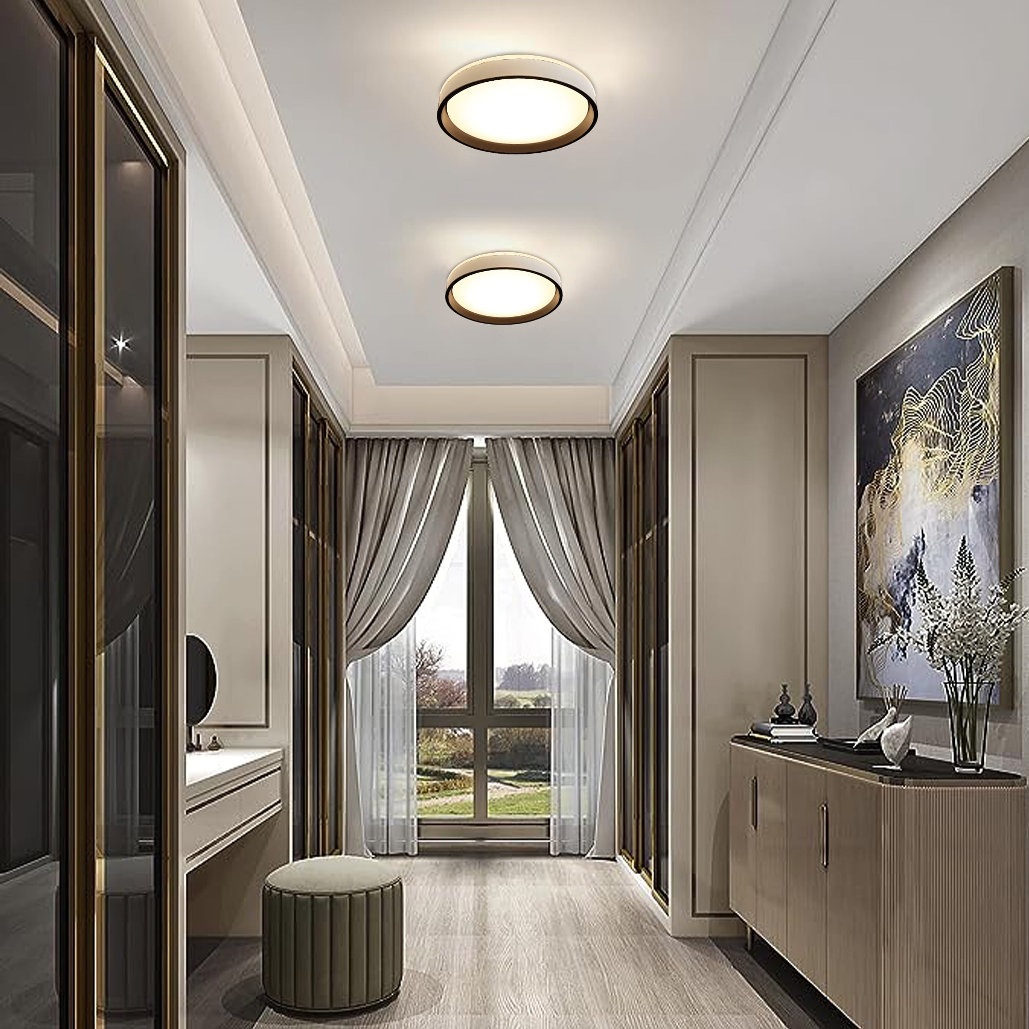 MingBright 15 Inch Modern Round Light Fixtures Ceiling Mount Dimmable, 24W LED Ceiling Light, 3000K/4000K/5000K 3 Color Temperature for Bedroom, Kitchen, Living Room,Bathroom