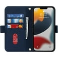 thumbnail image 5 of Crossbody Wallet for iPhone 14 Pro Case with Adjustable Lanyard Strap Credit Card Holder 6.1",PU Leather Handbag Purse Kickstand Make Up Mirror Cover Case for Men Women Girl,Blue, 5 of 13