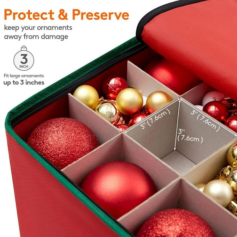 Hearth & Harbor Large Christmas Ornament Storage Box With Adjustable  Dividers - Ornament Storage Container For 128 Holiday Ornaments or  Decorations
