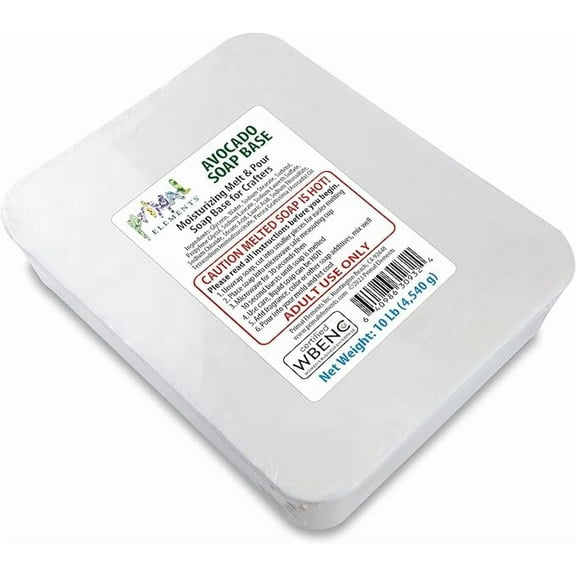Primal Elements Avocado Soap Base - Moisturizing Melt and Pour Glycerin Base for Crafting and Soap-Making, Easy to Cut - 10 Pound