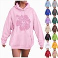 thumbnail image 2 of Towmus Womens Sweatshirt Graphic Hoodies Cute Letter Print Drawstring Pullover Casual Long Sleeve Tops with Pocket, 2 of 6