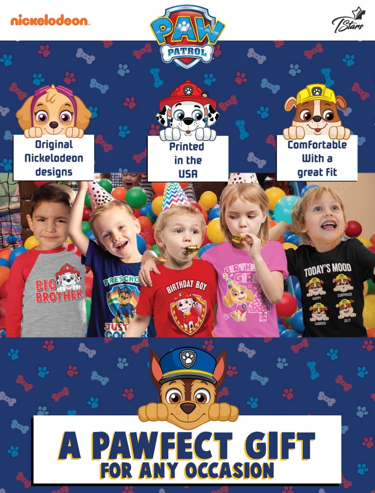Official Paw Patrol Four-Year-Olds Nickelodeon Quality, Tee Chase Themed for 4th Party - Unique Cotton Gift High Boys\' T-Shirt - Paw Comfortable Birthday Patrol Shirt 