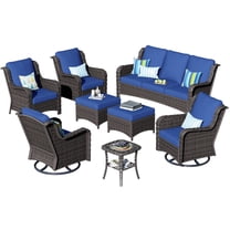 Ovios 8 Pieces Outdoor Patio Furniture with Swivel Chairs Wicker Patio Sectional with Sofa for Backyard