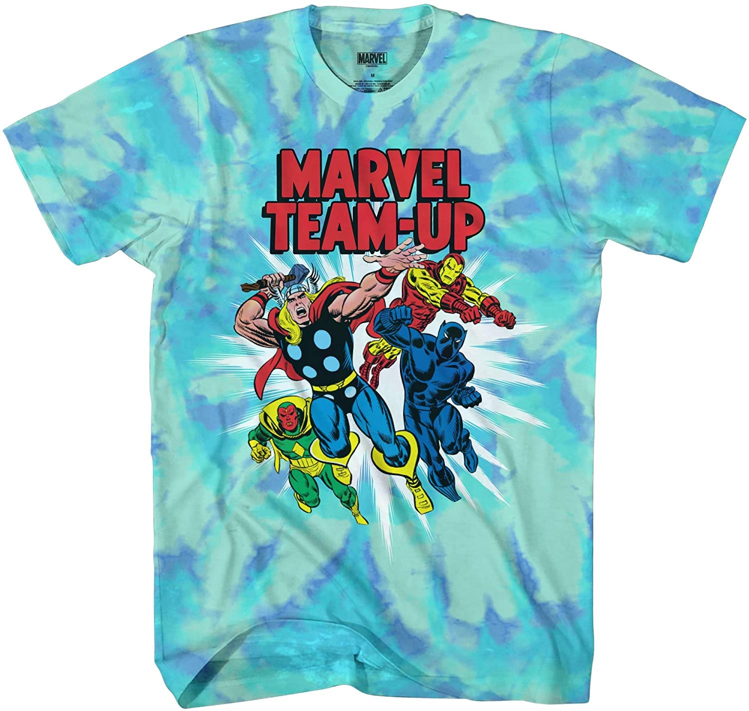 Throwback Classic T-Shirt Ironman Spiderman Captain America /& Hulk Tee Marvel Ladies Comics Group Shirt