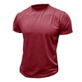 thumbnail image 2 of VERUGU Mens T-Shirts Short Sleeve Solid Casual Fashion Round Neck Pullover Buttons Tops Blouse Wine XXL, 2 of 4