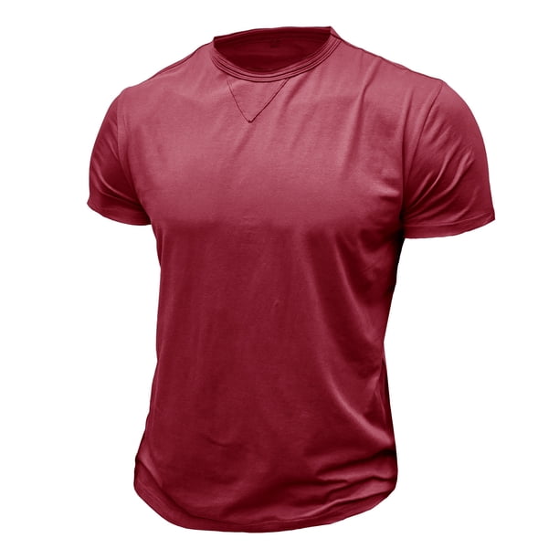pstuiky camisetas para hombre, Camiseta de manga corta para hombre, estilo casual, lisa, con cuello redondo y botones camisas casuales para hombre m