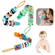 HLONK 3PCS High-quality Pacifier Holder, With An Adjustable Length Belt, Universally Suitable For Baby Pacifiers, Pashion Printing Suit For Boys And Girls
