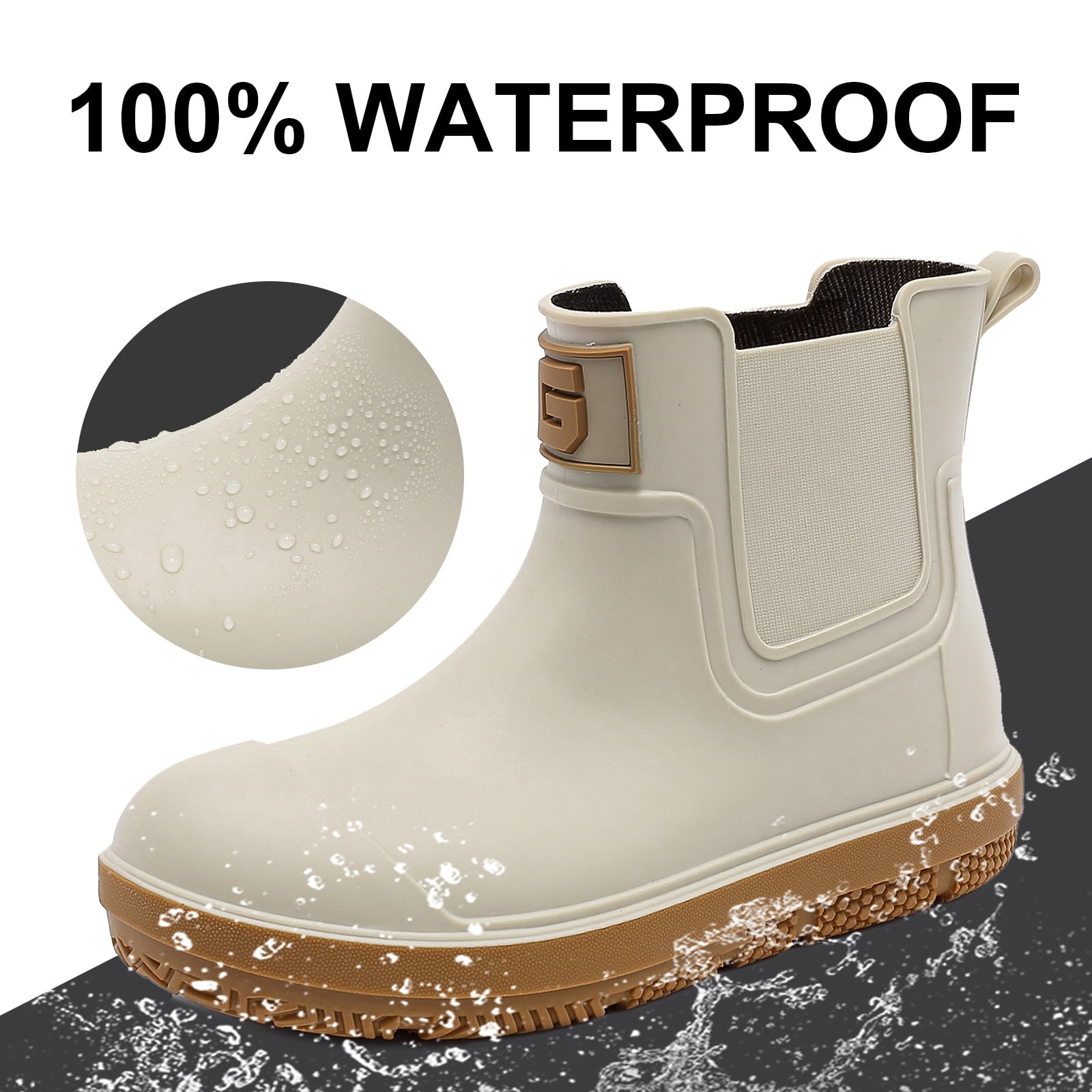 Lcamaw Deck Rain Boots Men Women, Short Waterproof Rubber Boots, Anti Slip Lightweight Water Shoes Unisex, Original Chelsea Garden Boots, Durable Fishing Boots Outdoor, Mud Work Booties