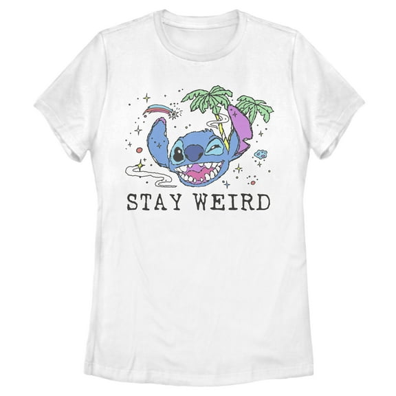 Women's Lilo & Stitch Stay Weird Graphic Tee White X Large
