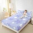 thumbnail image 4 of Feelyou Watercolor Flower Teens Twin Sheet Sets, Purple Blossoms Floral Twin Fitted Sheet, Kawaii Princess Cartoon Flat Sheet, Lightweight Room Decor, 3-Piece, 4 of 7