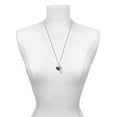 thumbnail image 3 of Delight Jewelry Silvertone Hot Blue Large Cheetah Print Heart Silvertone Hope Anchors the Soul Bar Charm Necklace, 23", 3 of 4