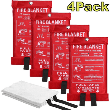 4 Pack 39''x39'' Fire Blanket Fiberglass Hero Emergency Home Retardant Prepared