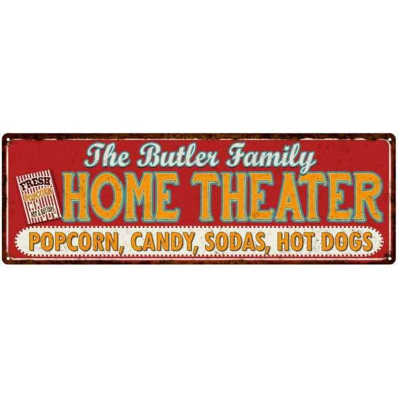 The BUTLER Family Home Theater Sign Gift 6x18 Metal Movies Decor 206180100098