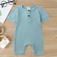 thumbnail image 2 of AJTQTH Rompers for Baby Infant Newborn Summer Unisex Comfy Casual Onesie Cotton Rib Knit Jumpsuit Round Neck Short-Sleeved Bodysuit Solid Color Cute Homewear Sleepwear Mint Green 0 Months, 2 of 4