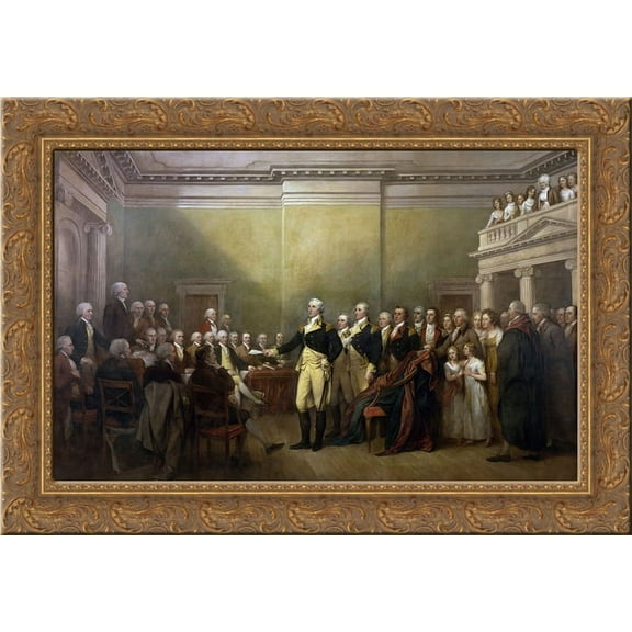 General George Washington Resigning his Commission 24x18 Gold Ornate Wood Framed Canvas Art by John Trumbull