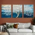 thumbnail image 6 of Shadudu Large Hand Painted Wall Art Living Room Blue Horizontal Pictures with Textured Trees on Canvas Modern Painting Artwork for Home Decor 12x16x3pcs, 6 of 6
