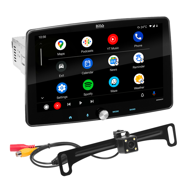 BOSS Audio Systems Elite BE9ACP-C Car Audio Stereo System - Apple CarPlay, Android Auto, 9 Inch Single Din, Touchscreen, Bluetooth Audio Calling Head Unit, Radio Receiver, No CD Player, Backup Camera