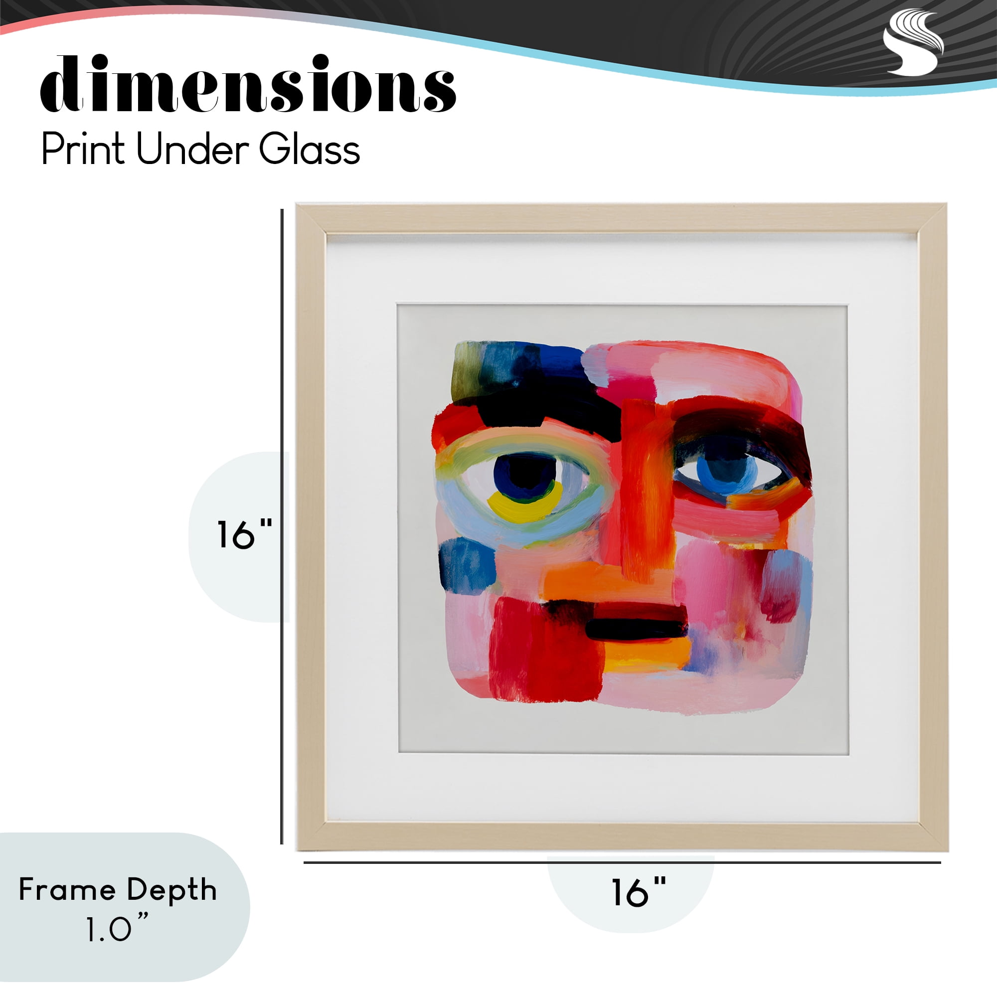Stupell Industries Cubist Gaze in Vivids Birch Framed Print Under Glass, design by Chromatic Storm Studio