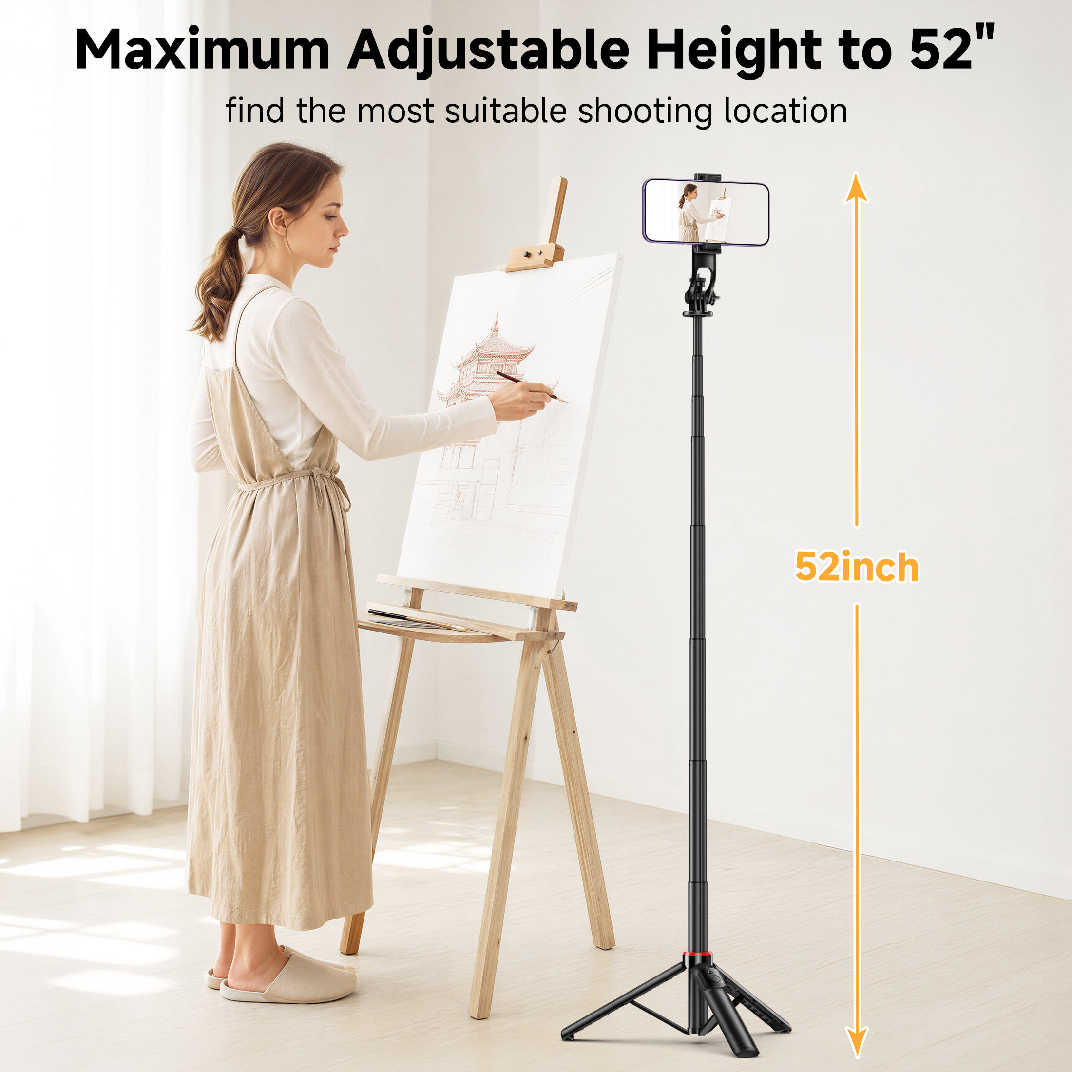 SelfieShow 52" Extendable Selfie Stick Tripod with Remote photo 2
