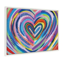 Kate and Laurel Sylvie Beaded EV Heart Burst 1 Vintage Framed Canvas Wall Art by EttaVee, 28x38 White, Vibrant Colorful Heart Art for Wall